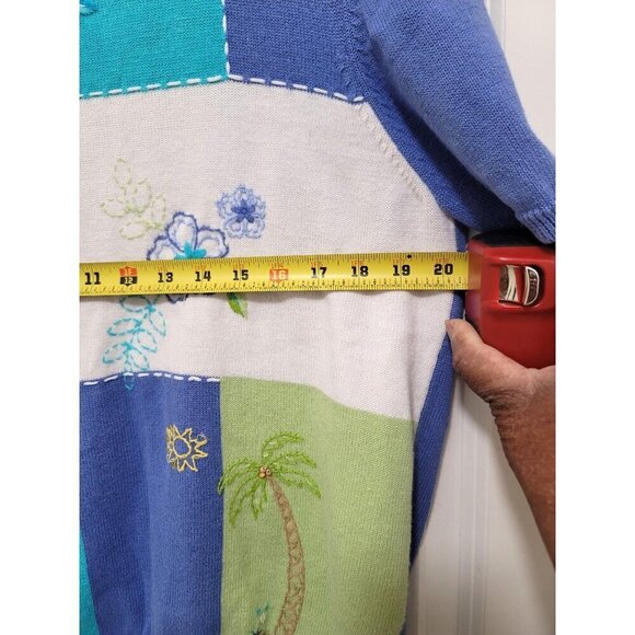 Alfred Dunner Women's Short Sleeve Knit Patchwork Top E embraided Floral & Nauti - Picture 4 of 9